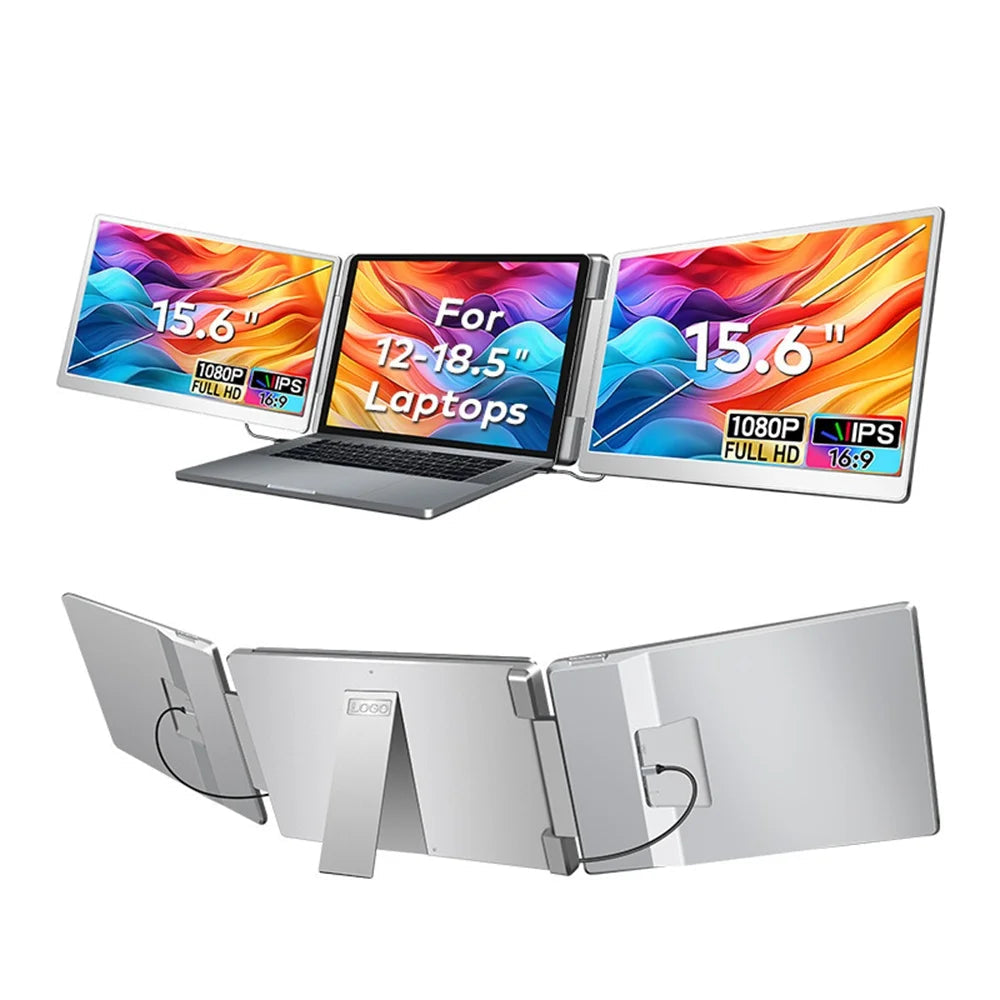 Multi-monitor stand with two additional screens for laptops, model S10.