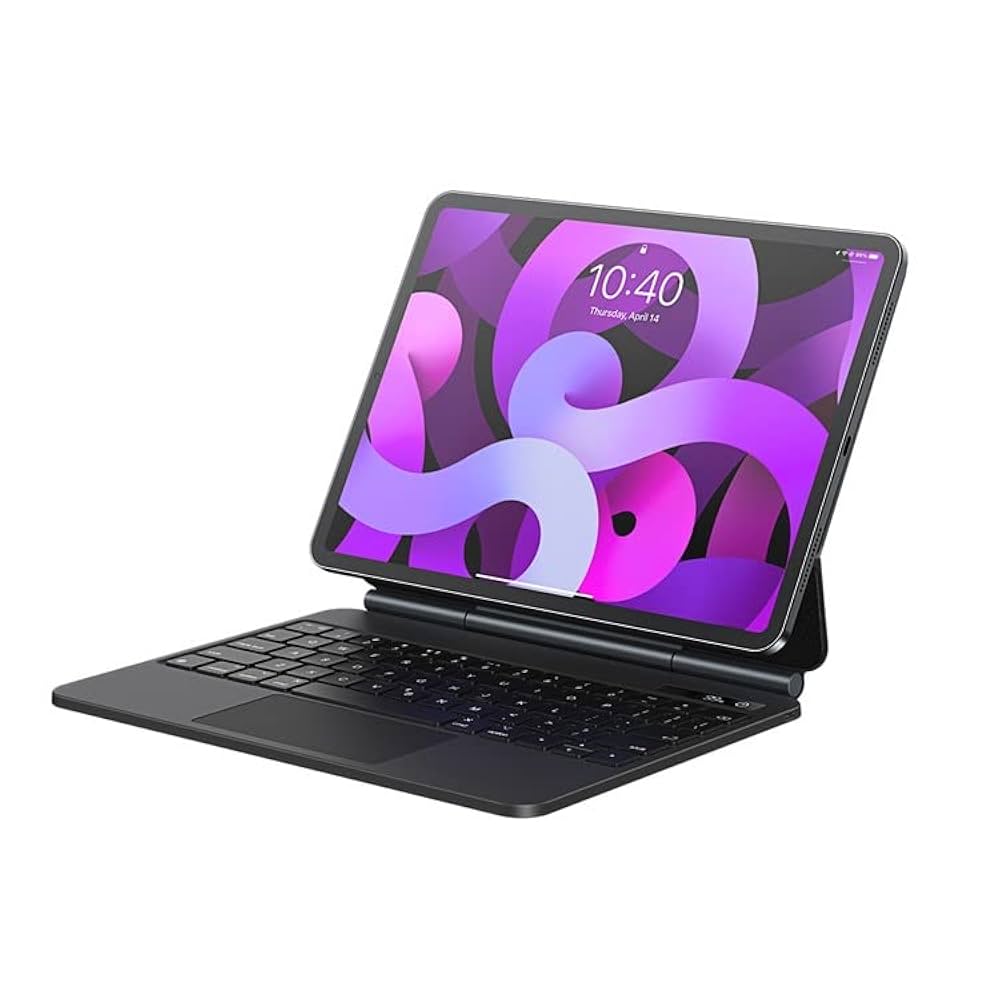 Tablet with a keyboard dock on a white background
