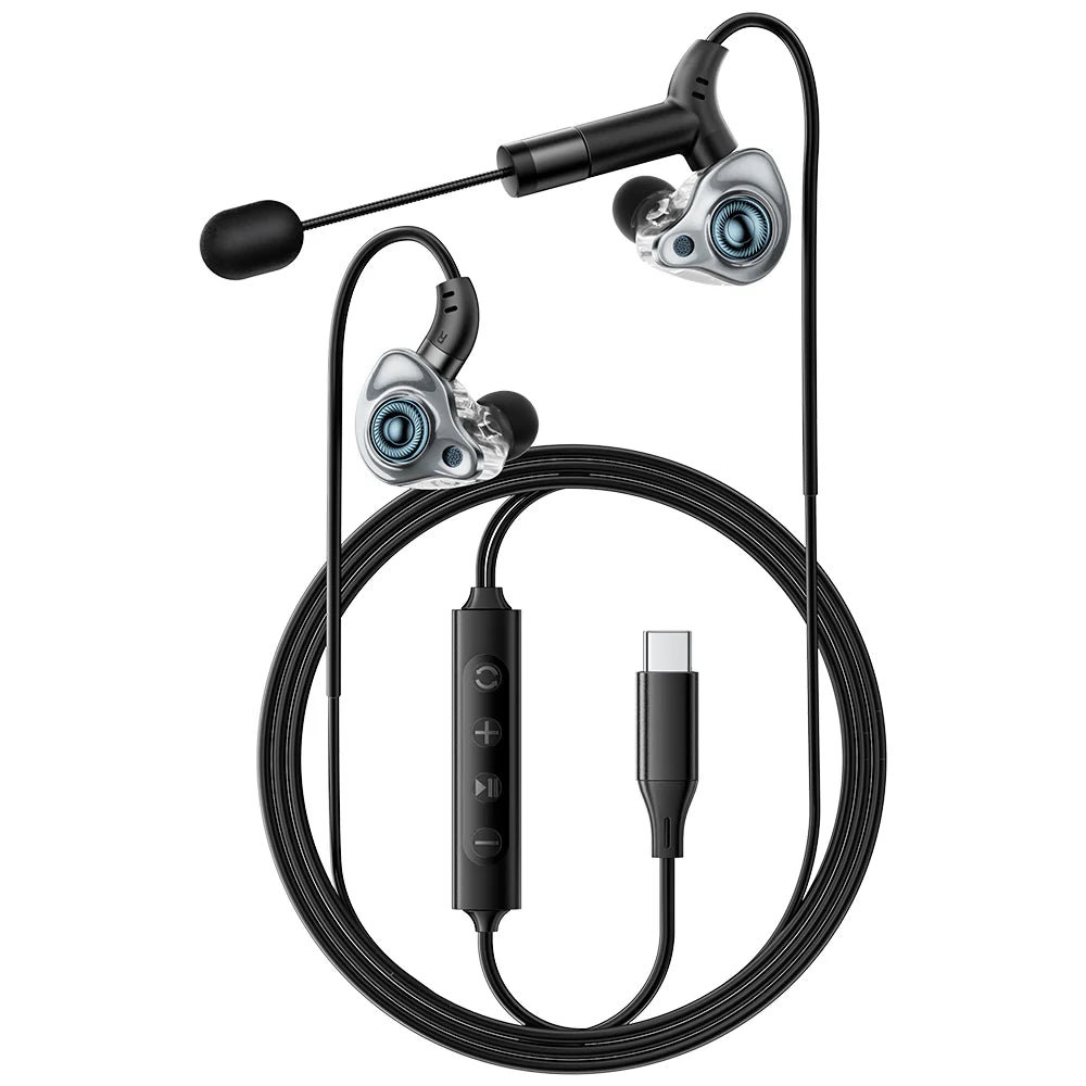 ESSAGER SK1 Karaoke Wired Earphones with Built-in Sound Card