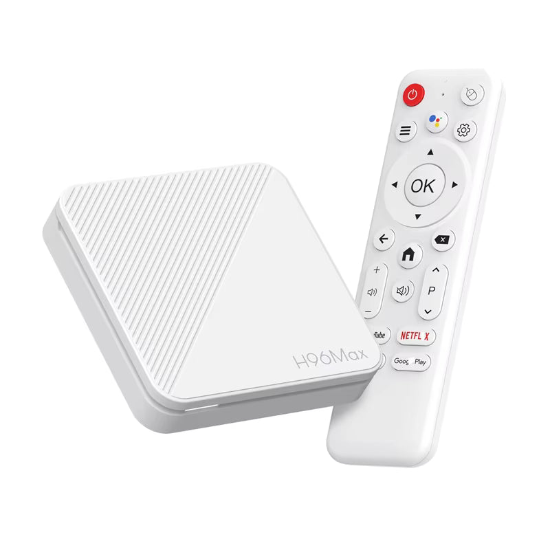 White electronic device with a remote control on a white background