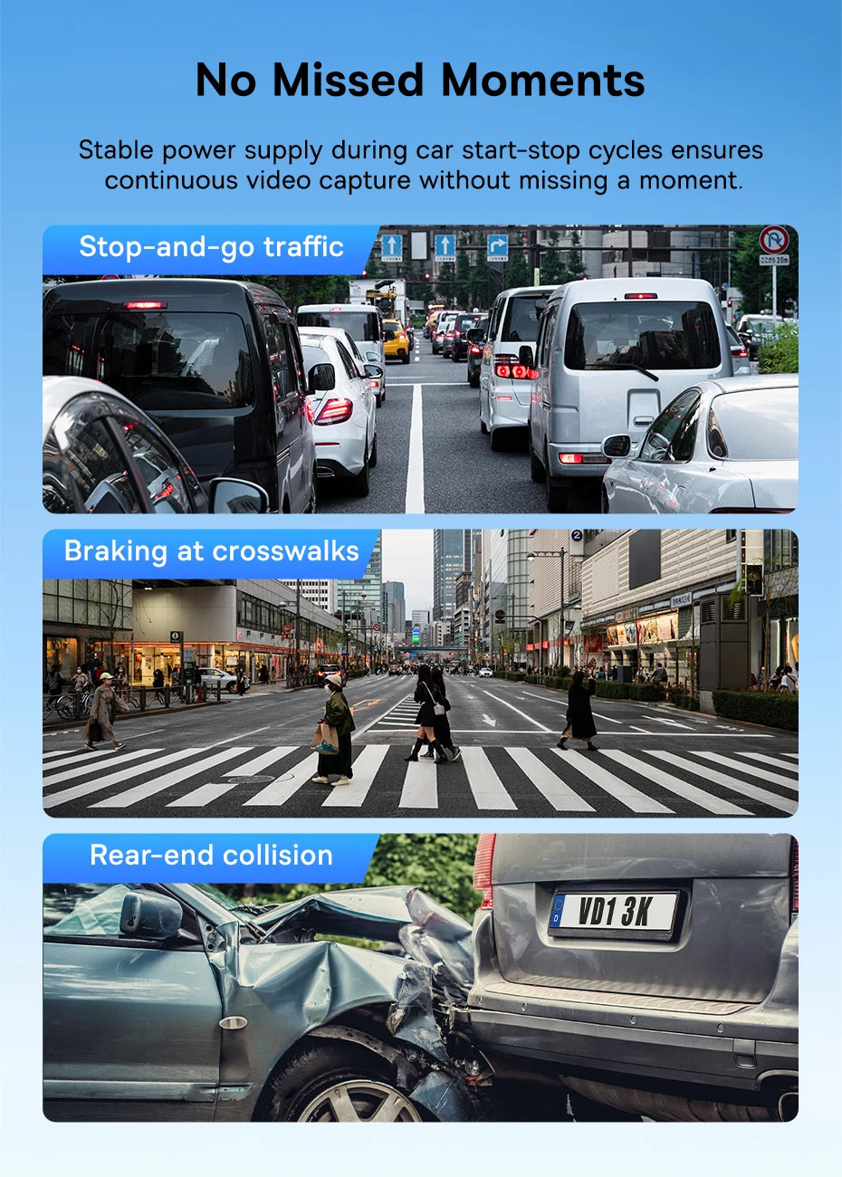 BASEUS PrimeTrip VD1 3K Front and Rear GPS Dash Cam