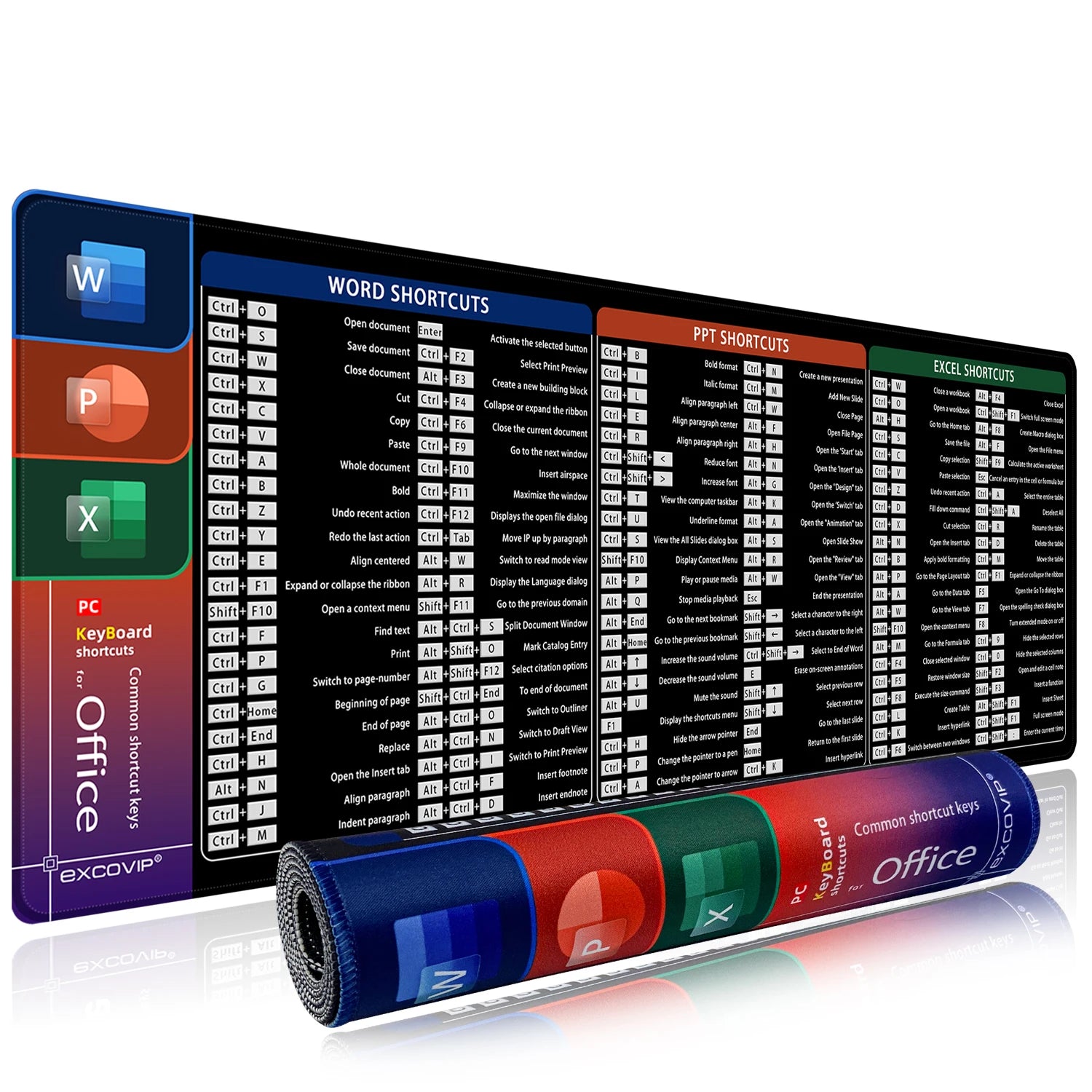 EXCO Microsoft Office Shortcuts Large Desk Mat and Mousepad