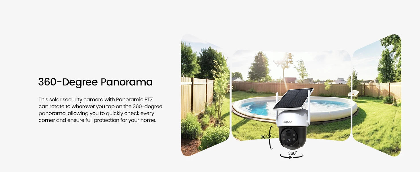 AOSU 3MP Solar Powered Wireless Home Security Camera