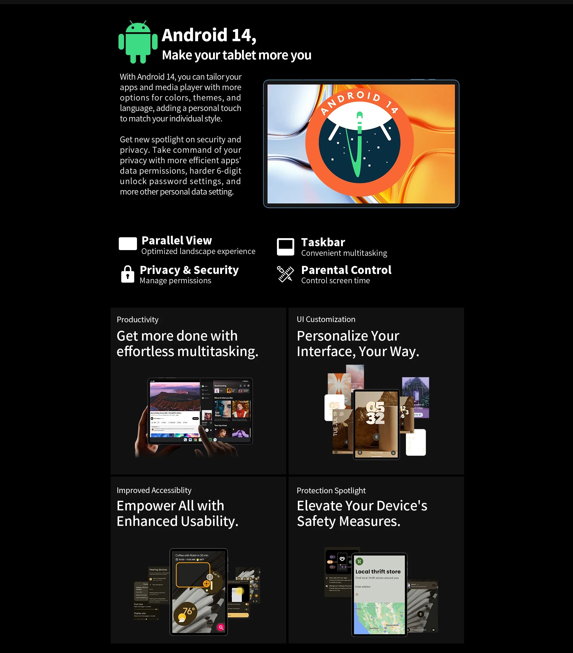 TECLAST T70 14" FHD 4G Android Tablet - 256GB, Blue