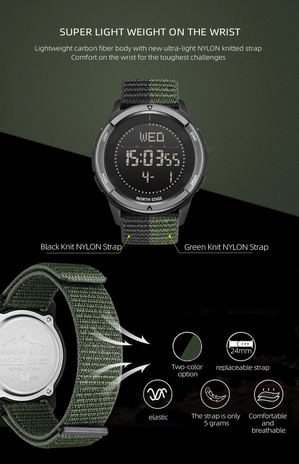 NORTH EDGE Alps Carbon Fibre Smart Watch