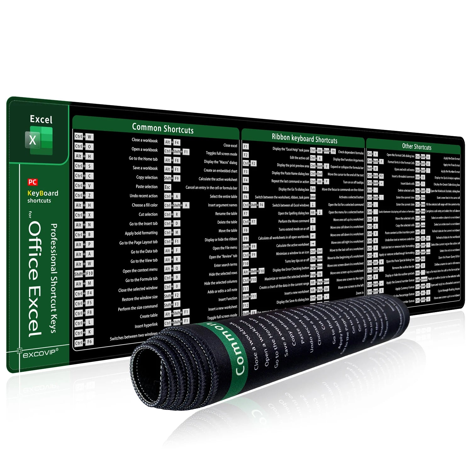 EXCO Microsoft Excel Shortcuts Large Desk Mat and Mousepad