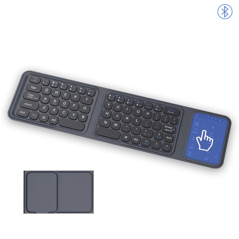 JOMAA Rechargeable Tri-Fold Bluetooth Wireless Keyboard and Touchpad