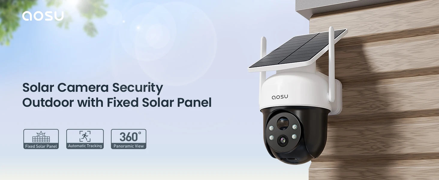 AOSU 3MP Solar Powered Wireless Home Security Camera