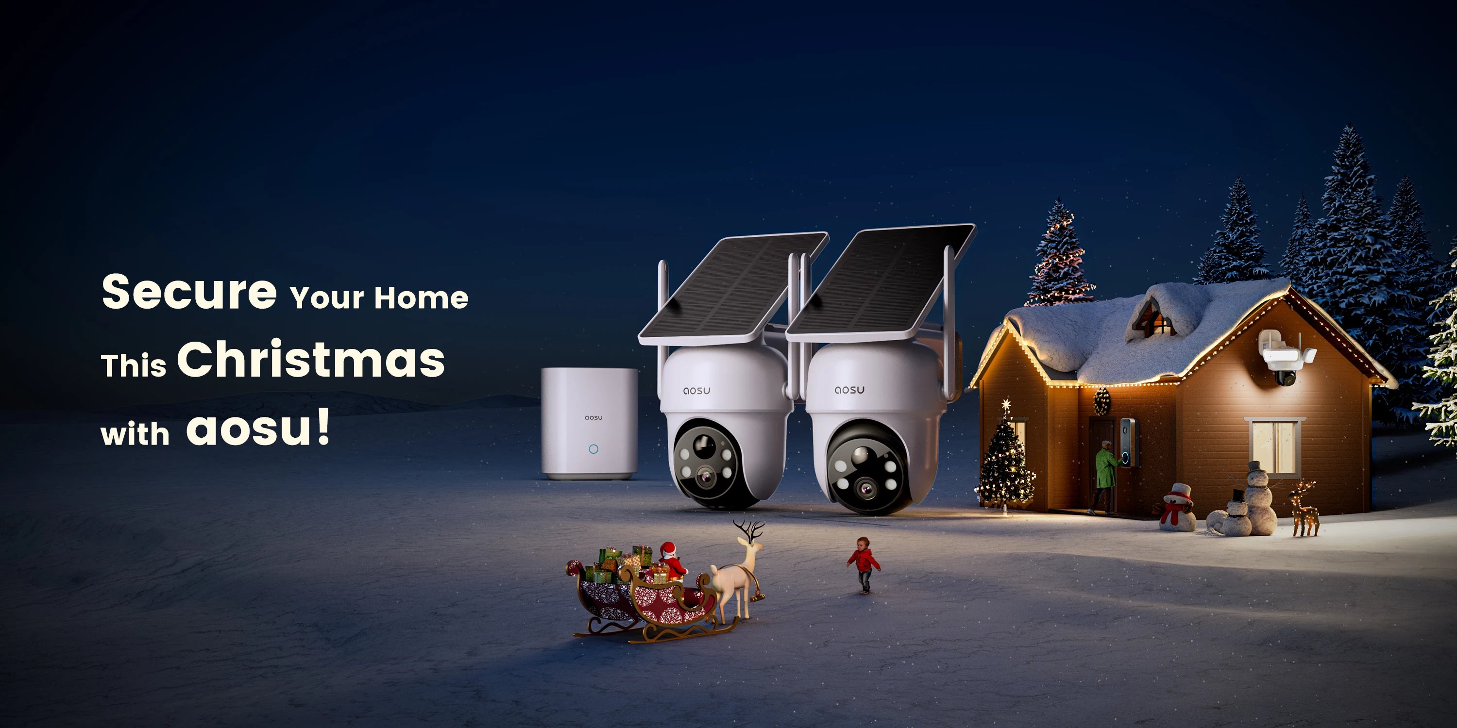 AOSU 3MP Solar Powered Wireless Home Security Camera