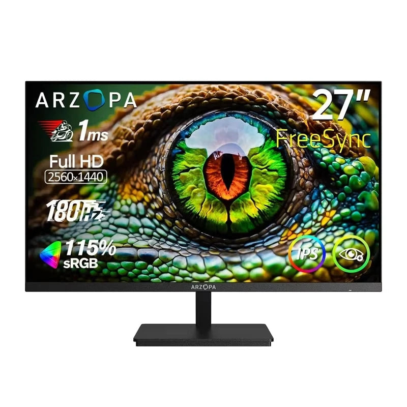 ARZOPA monitor with a lizard eye display on a white background