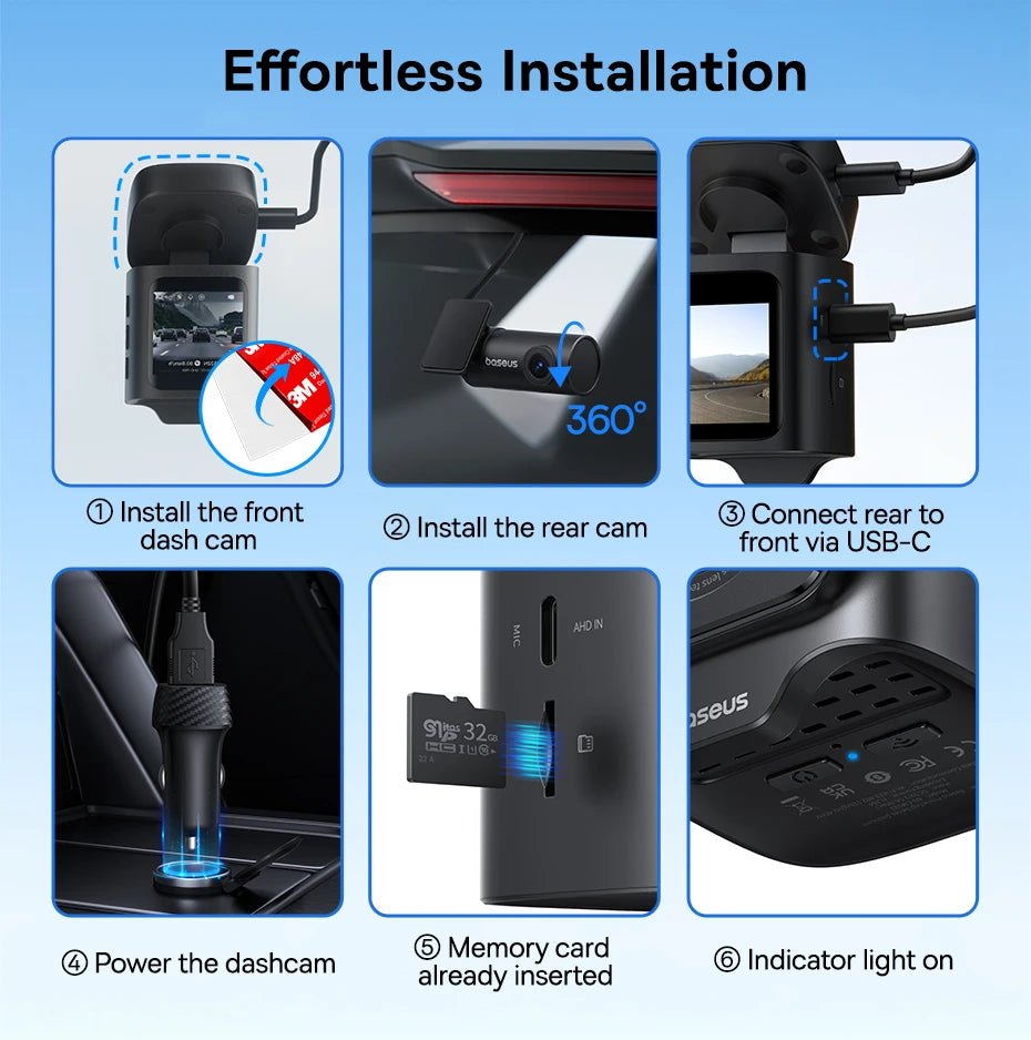 BASEUS PrimeTrip VD1 3K Front and Rear GPS Dash Cam