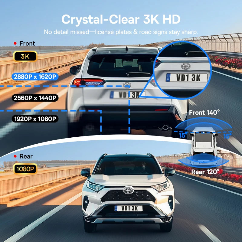 BASEUS PrimeTrip VD1 3K Front and Rear GPS Dash Cam