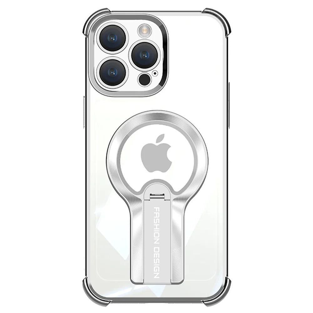 Transparent MagSafe Armor Case for iPhone with Stand