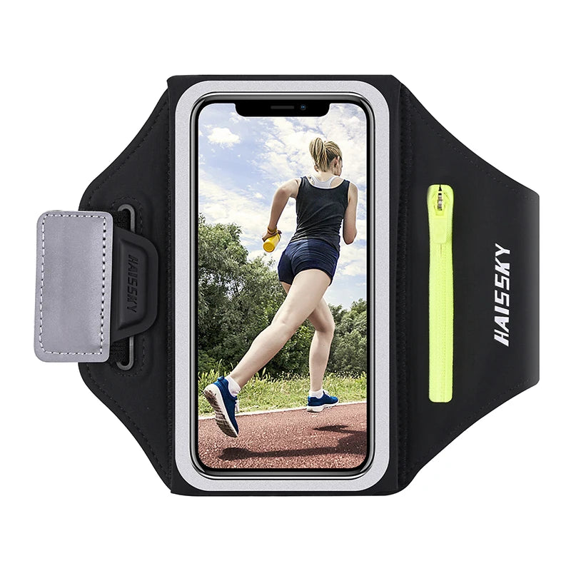 HAISSKY Running Armband Phone Holder with Zipped Pocket