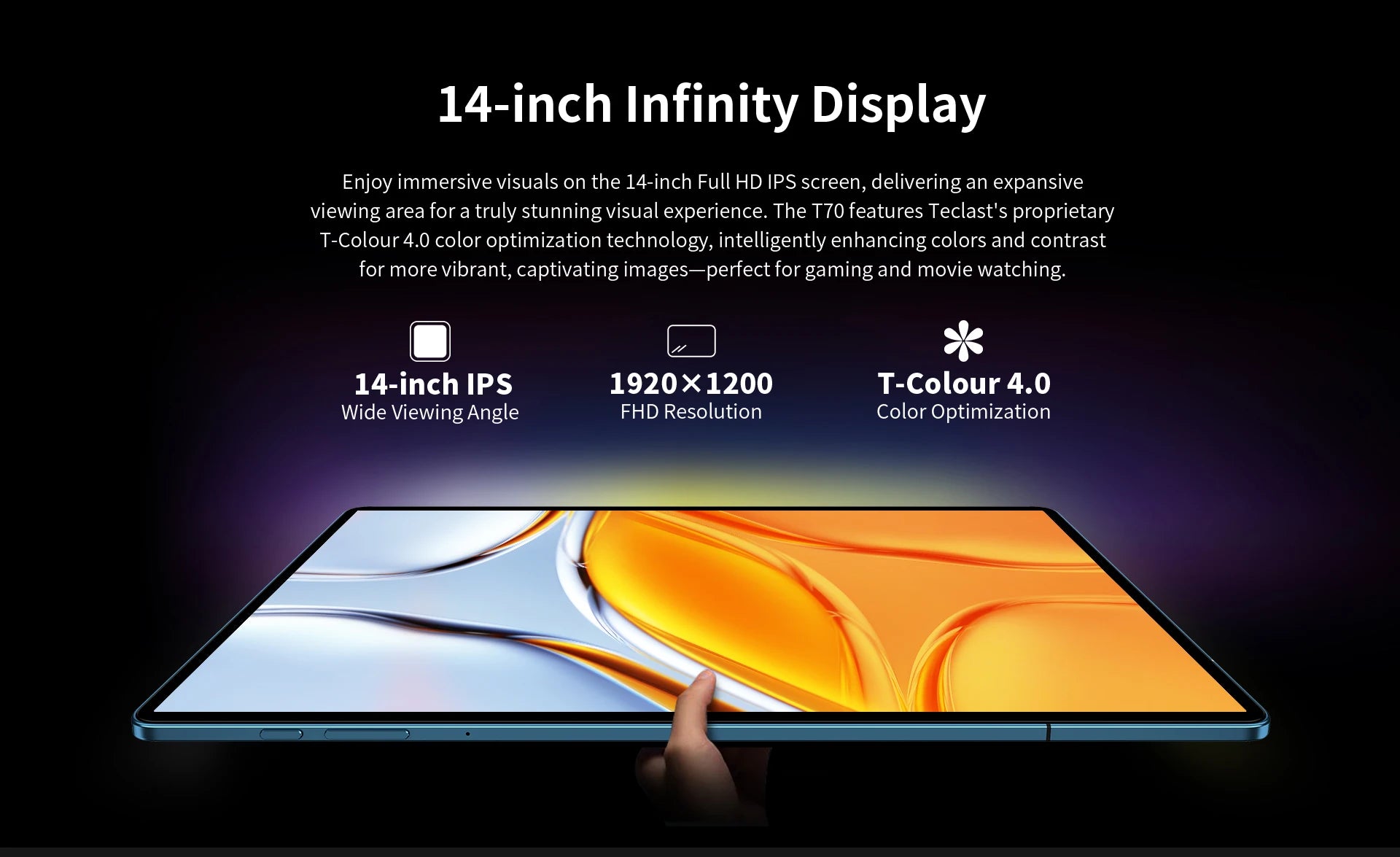 TECLAST T70 14" FHD 4G Android Tablet - 256GB, Blue