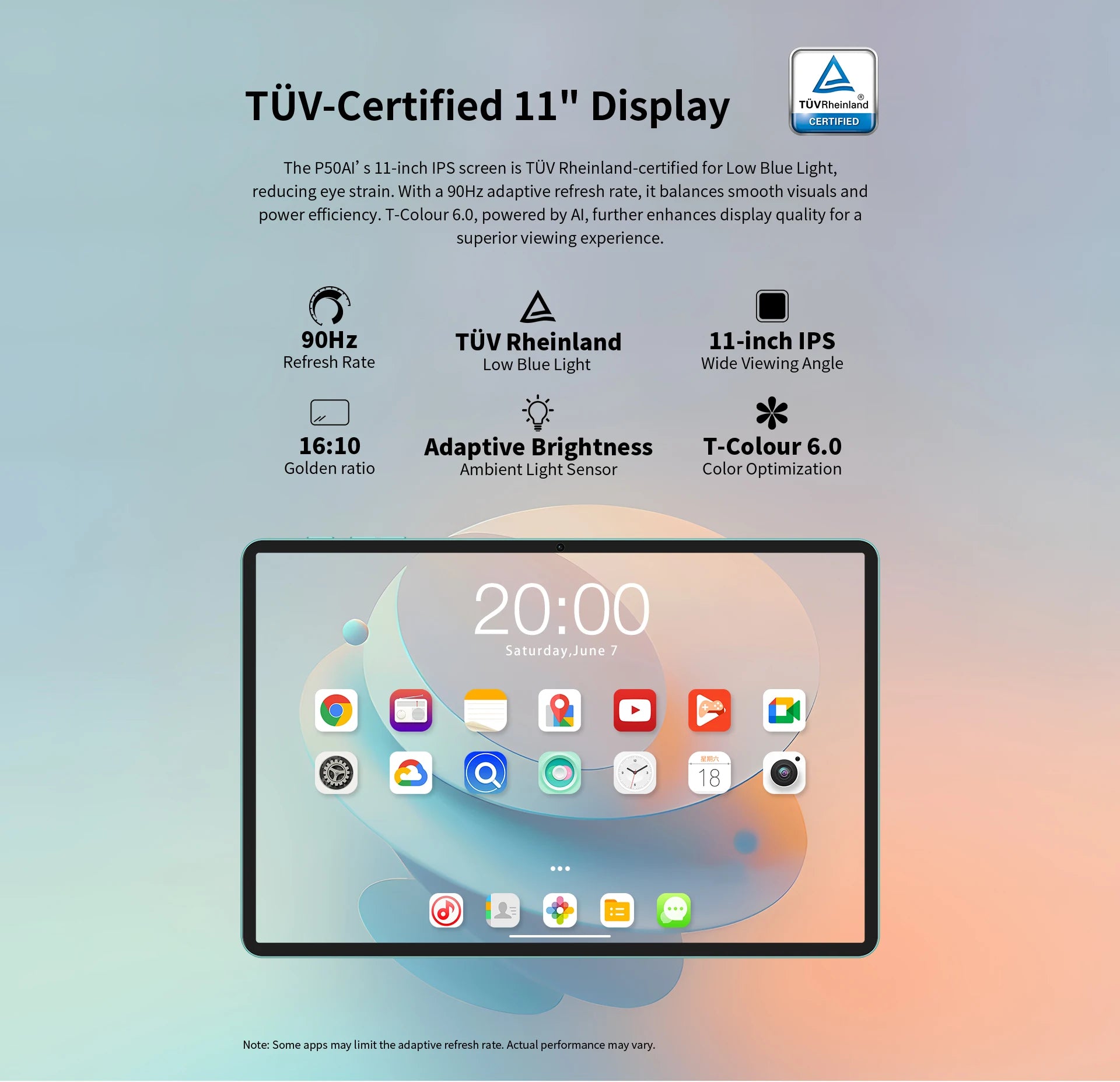 TECLAST P50 Ai 11" WiFi Android Tablet - 128GB, Teal