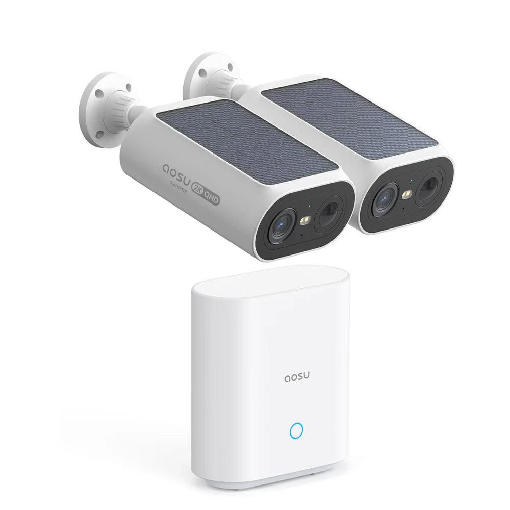 AOSU 3MP Solar Powered Wireless Home Security Camera Kit - 2pk
