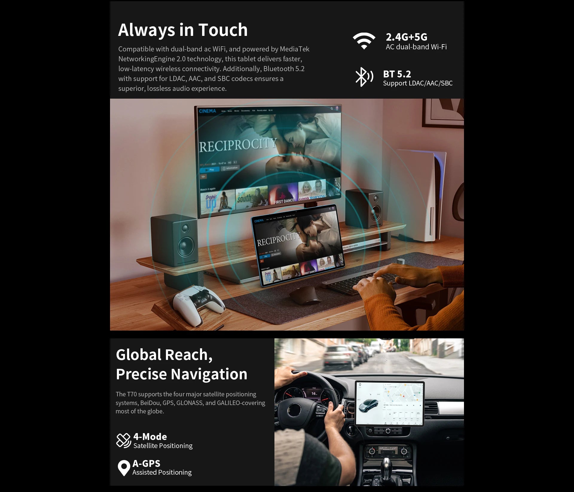 TECLAST T70 14" FHD 4G Android Tablet - 256GB, Blue