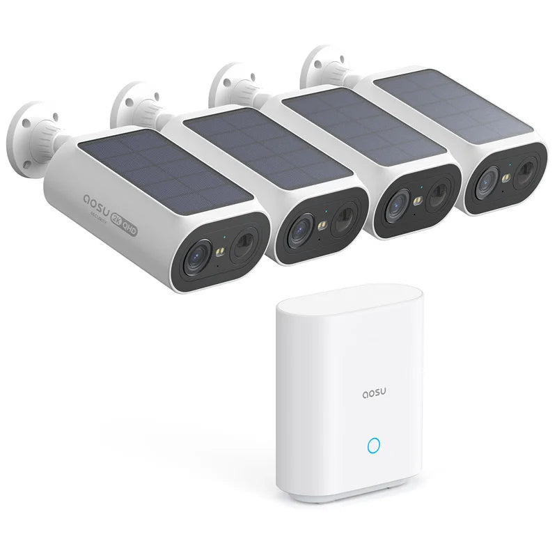AOSU 3MP Solar Powered Wireless Home Security Camera Kit - 4pk
