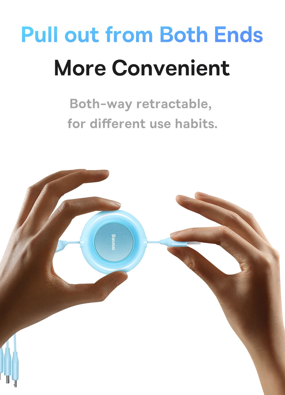 BASEUS Bright Mirror Series 3in1 Retractable USB Charging Cable