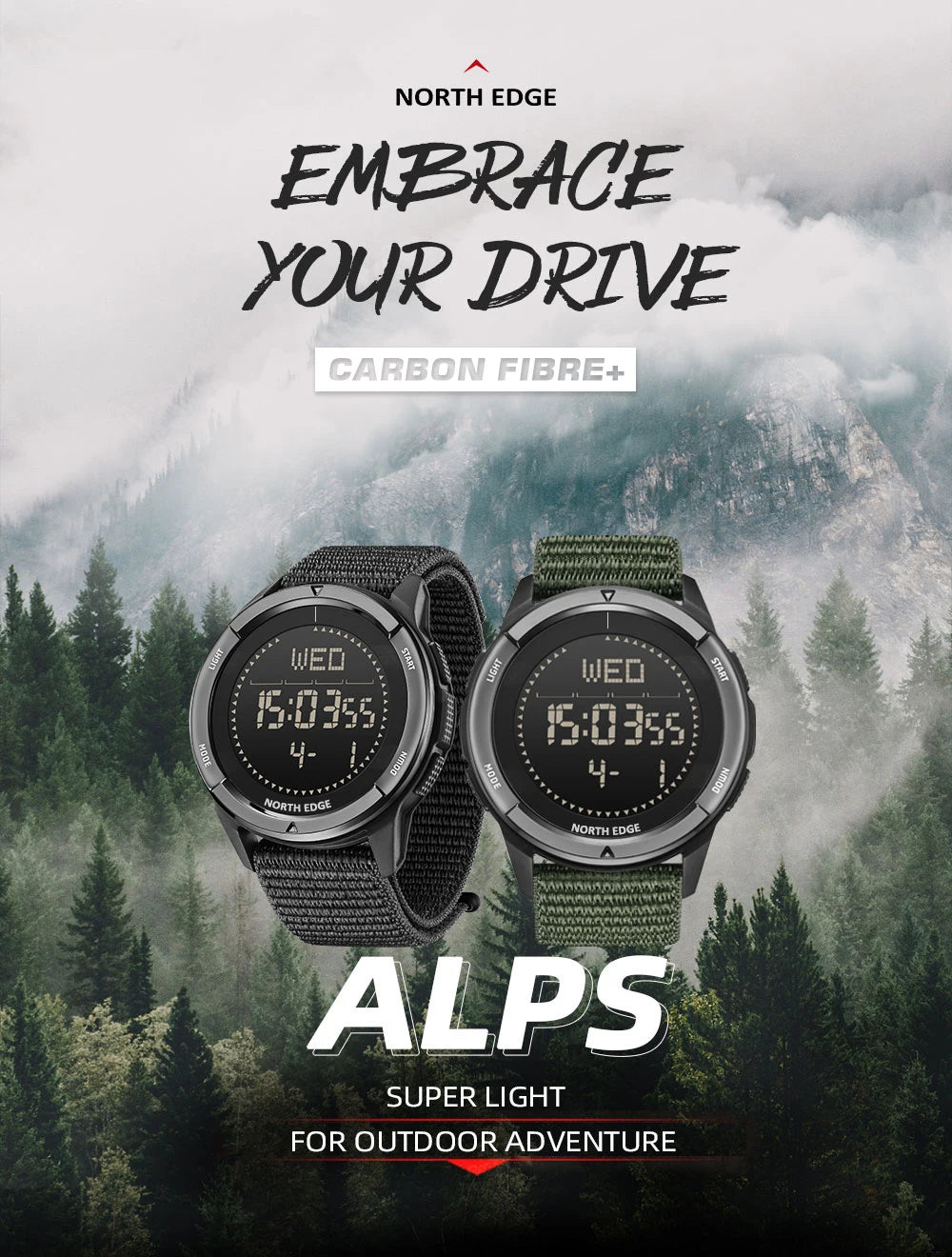 NORTH EDGE Alps Carbon Fibre Smart Watch