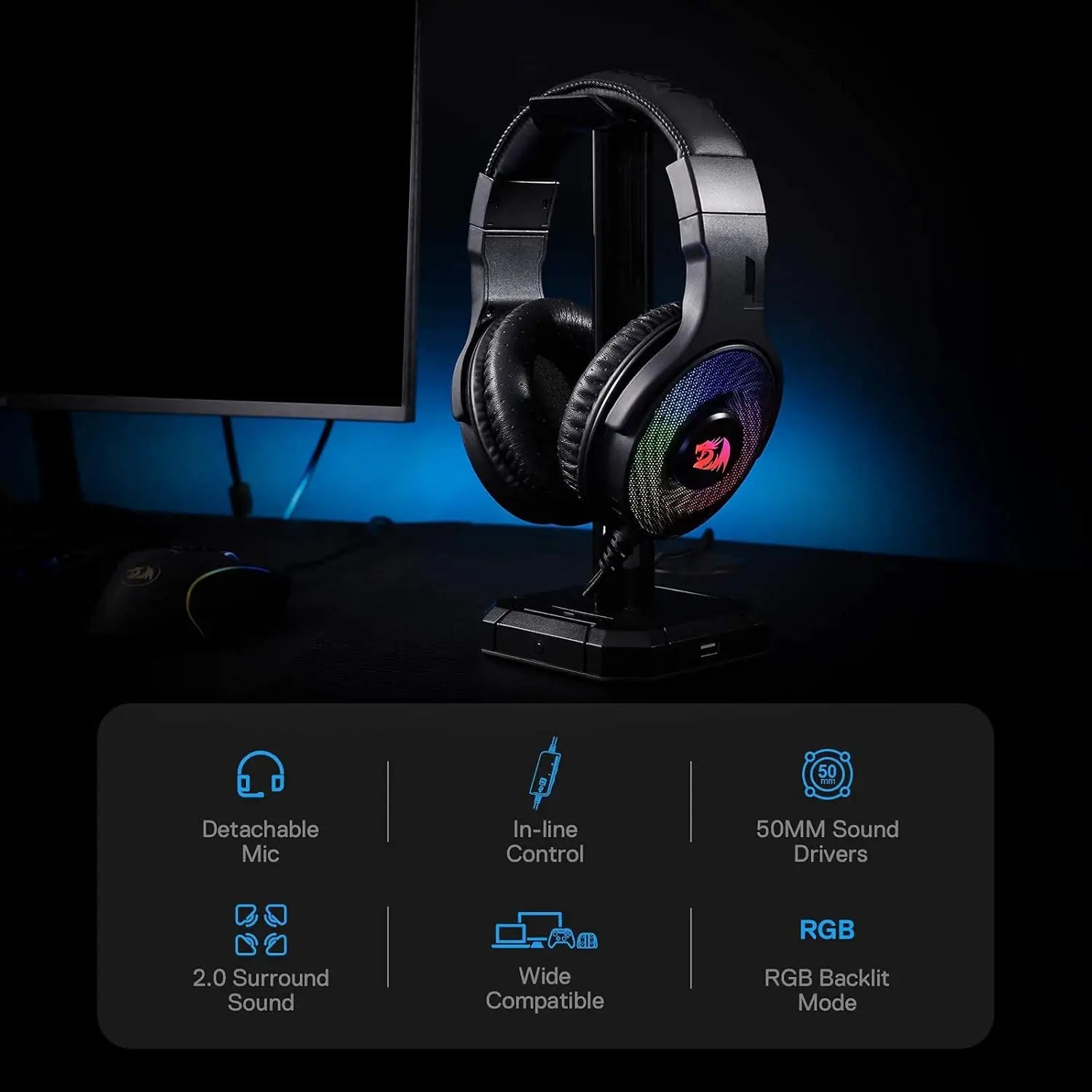 REDRAGON H350 Pandora 2 RGB Wired Gaming Headset