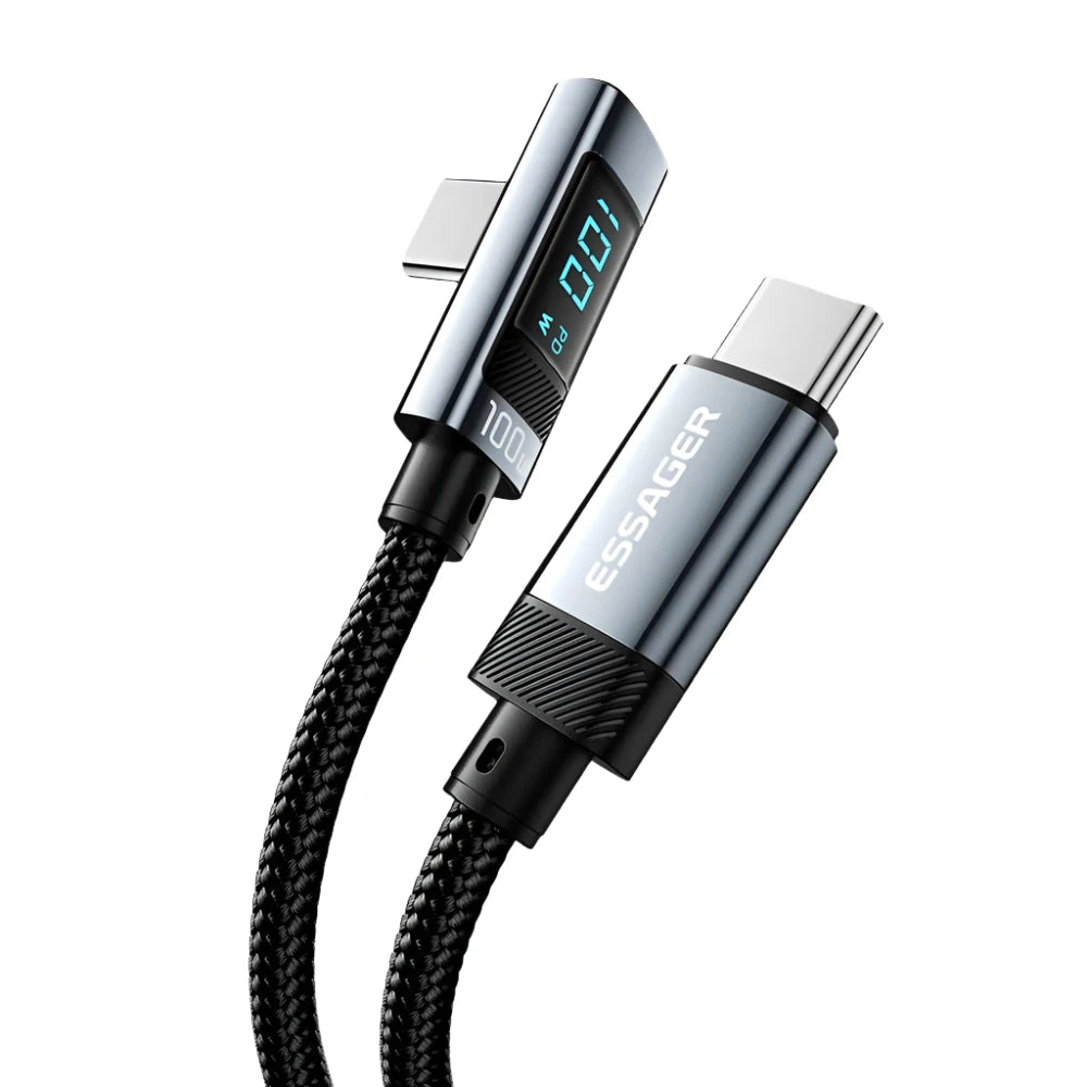 ESSAGER 100W Type-C to Type-C Fast Charging and Data Cable with Digital Display