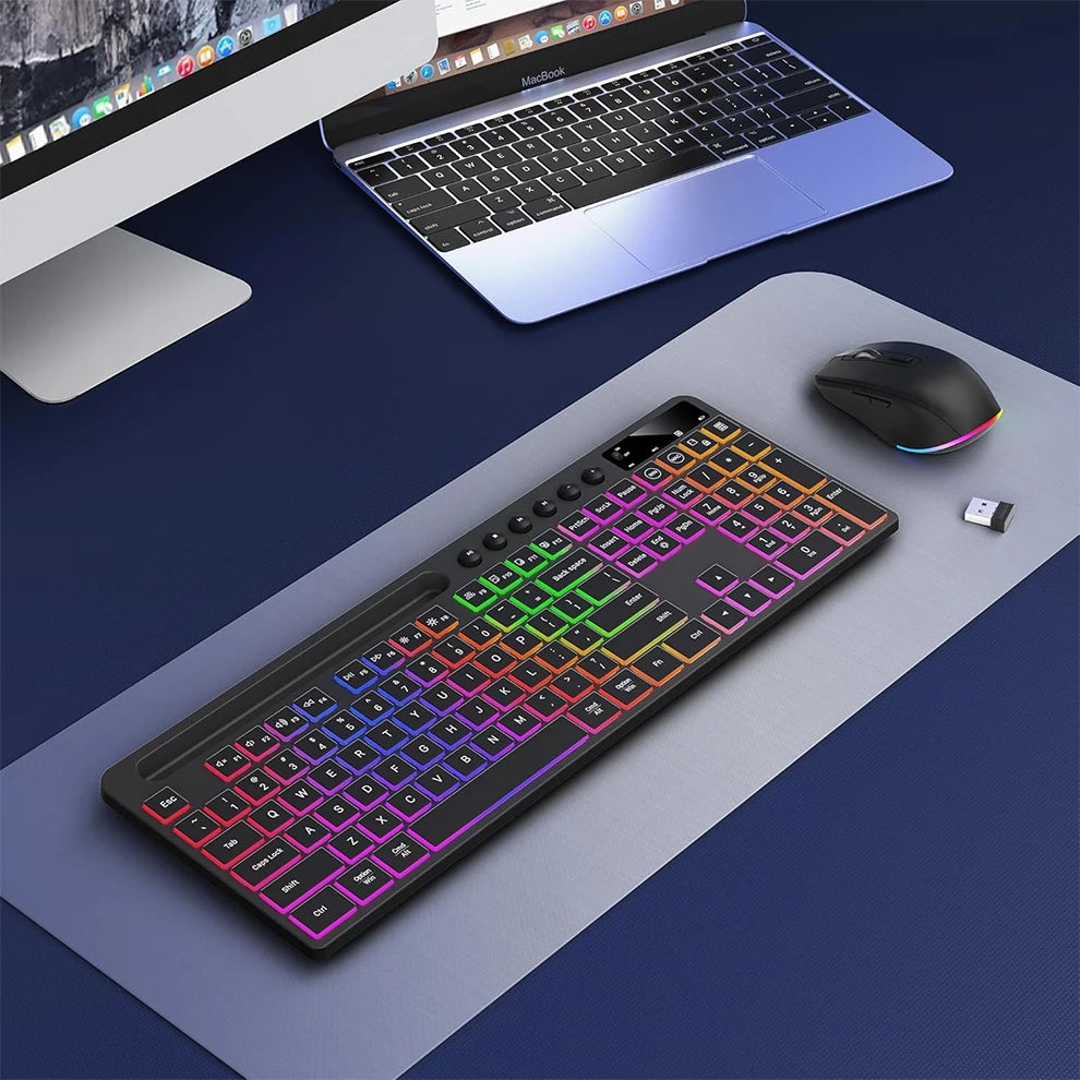 JOMAA Backlit Rechargeable Wireless Keyboard and Mouse Combo