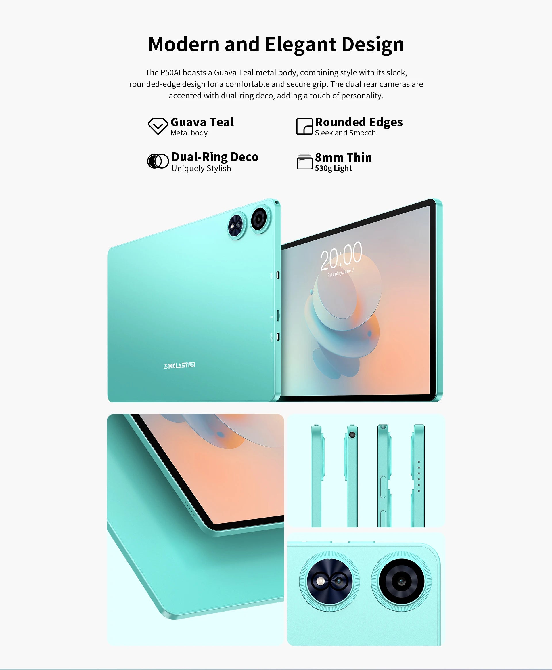 TECLAST P50 Ai 11" WiFi Android Tablet - 128GB, Teal