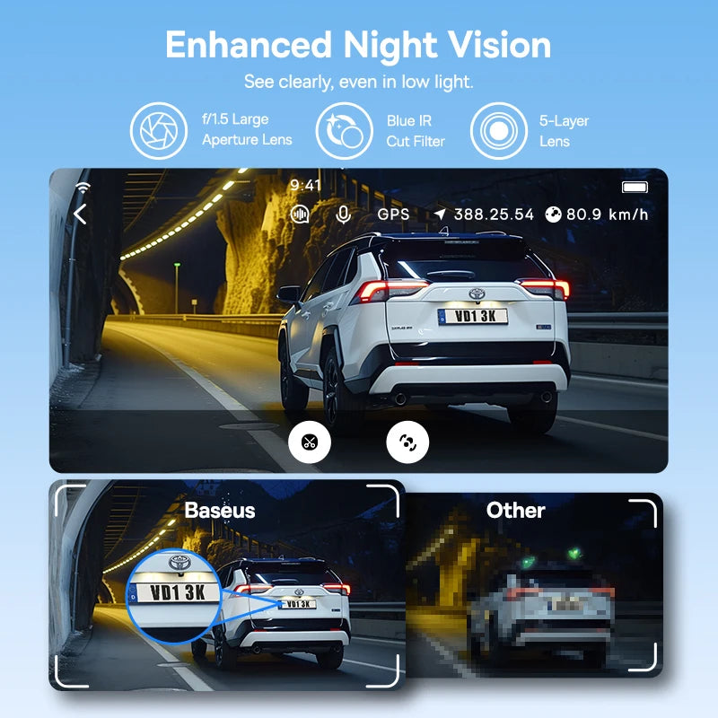 BASEUS PrimeTrip VD1 3K Front and Rear GPS Dash Cam