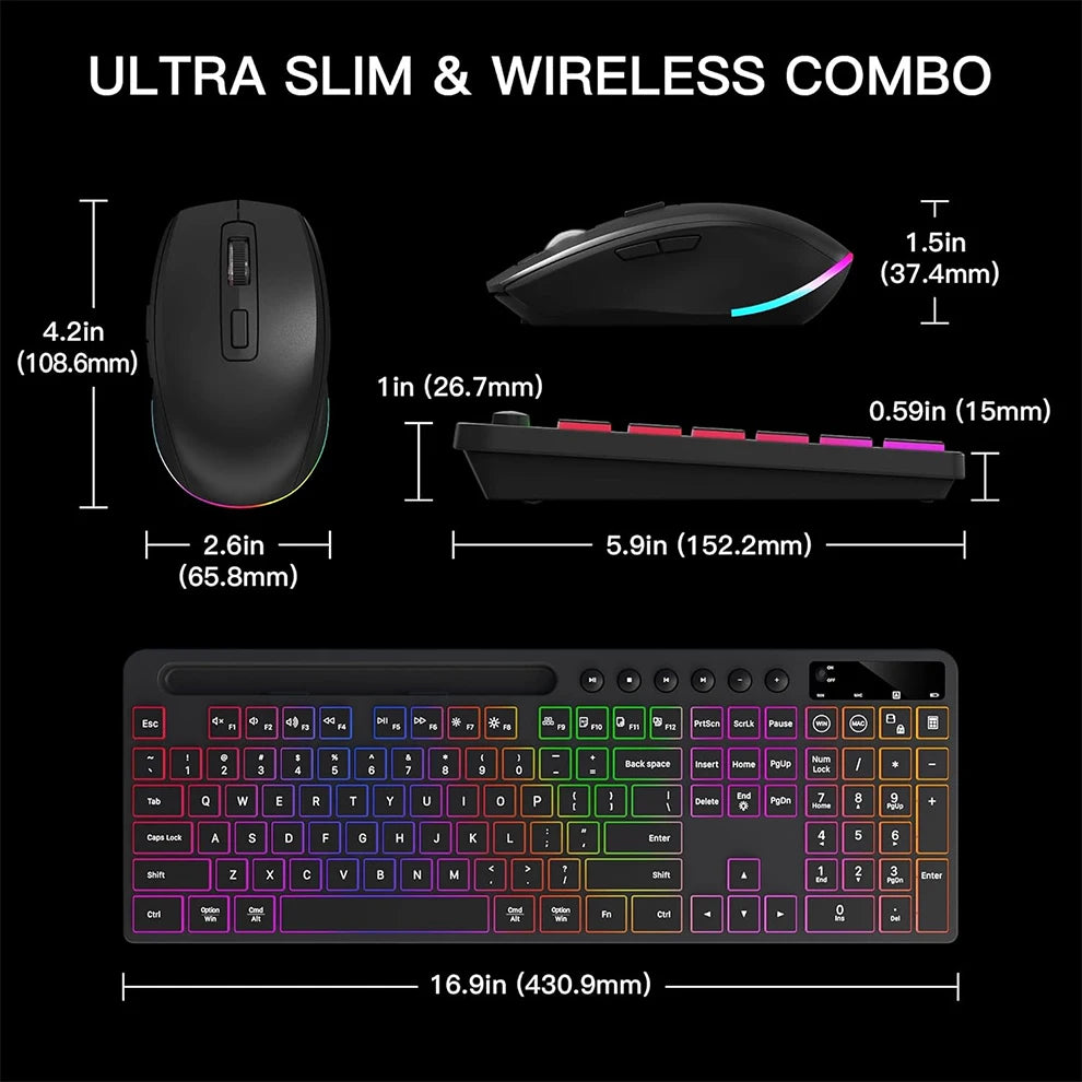 JOMAA Backlit Rechargeable Wireless Keyboard and Mouse Combo