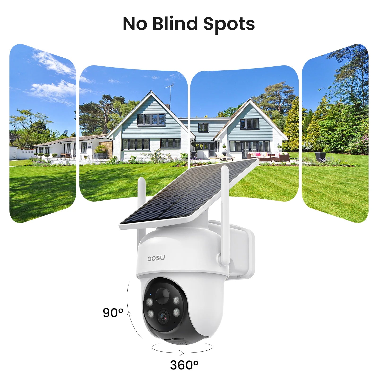 AOSU 3MP Solar Powered Wireless Home Security Camera