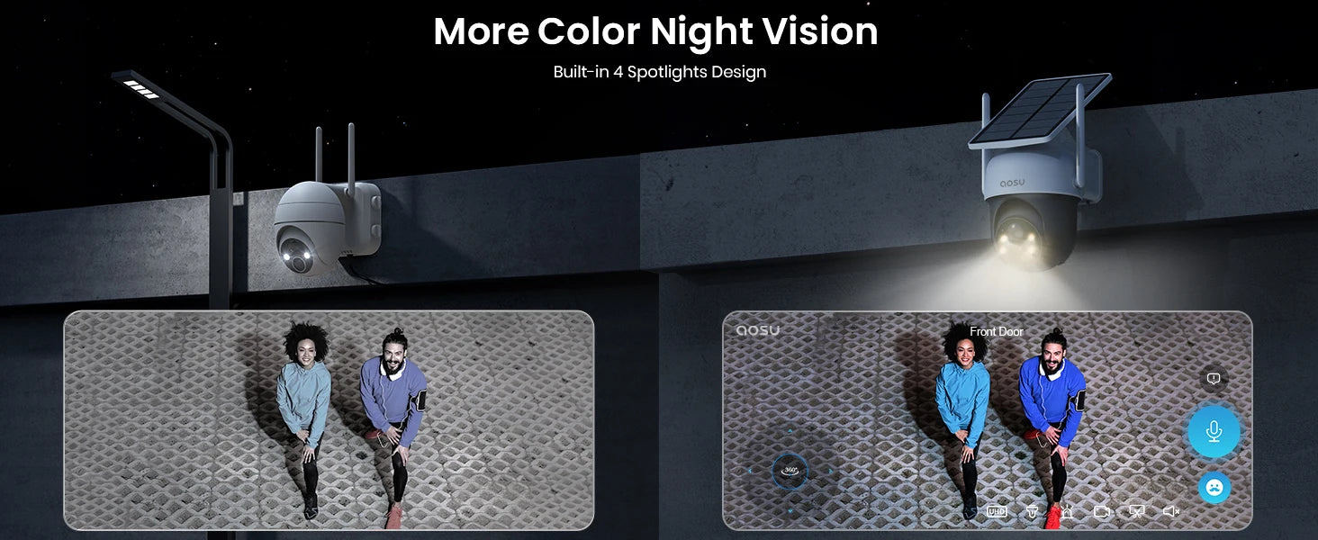 AOSU 3MP Solar Powered Wireless Home Security Camera