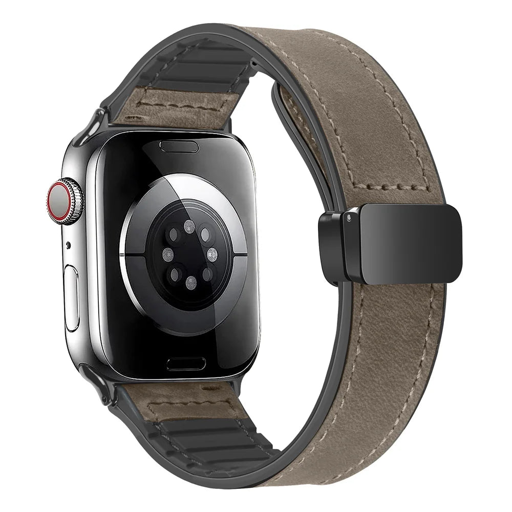 Silicone Leather Band with Magnetic Clasp for Apple Watch
