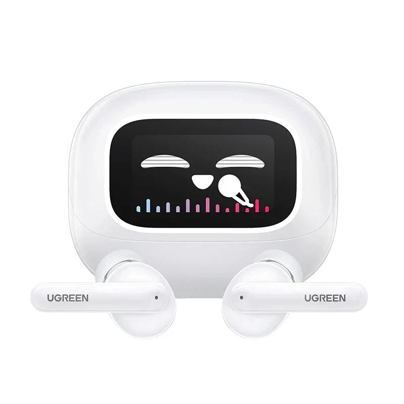 Experience UGREEN EchoBuds Magic ANC with 52dB noise cancellation, spatial audio, dual-device connectivity & a smart LCD touchscreen case.