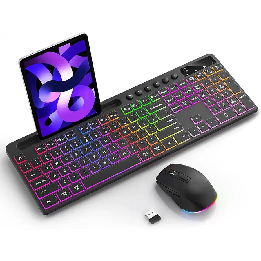 JOMAA Backlit Rechargeable Wireless Keyboard and Mouse Combo