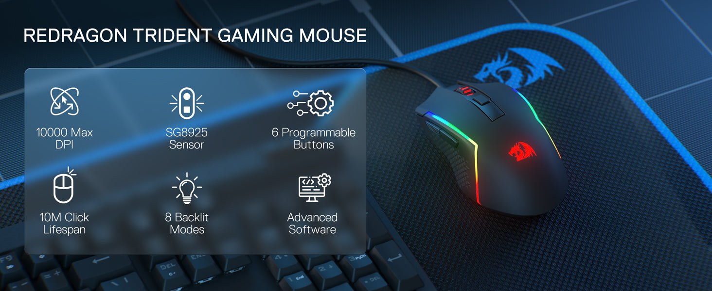 REDRAGON M616 Trident Optical Wired Gaming Mouse