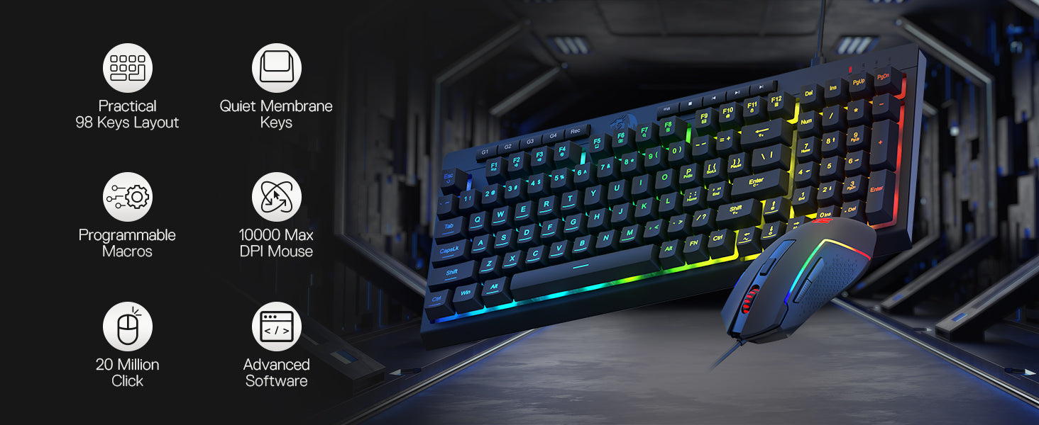REDRAGON S141 RGB Wired Gaming Keyboard and Mouse