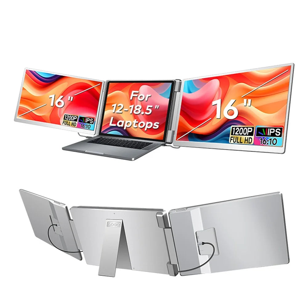 Multi-monitor stand for laptops with 'Model: S11' text on a white background