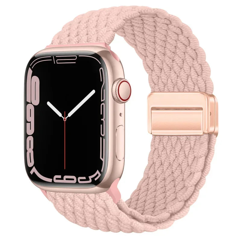 Braided Solo Loop Strap with Pink Clasp for Apple Watch
