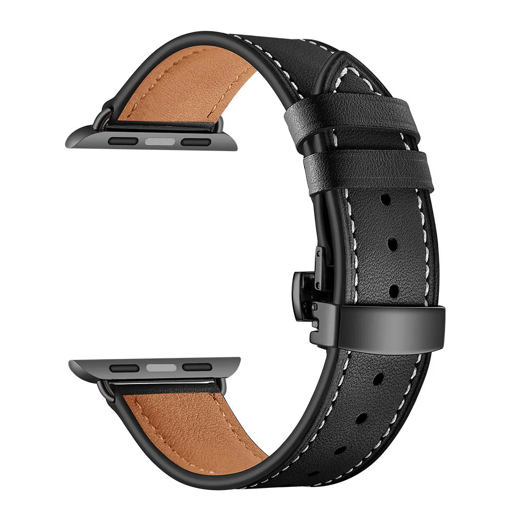 Classic Leather Band with Black Clasp for Apple Watch
