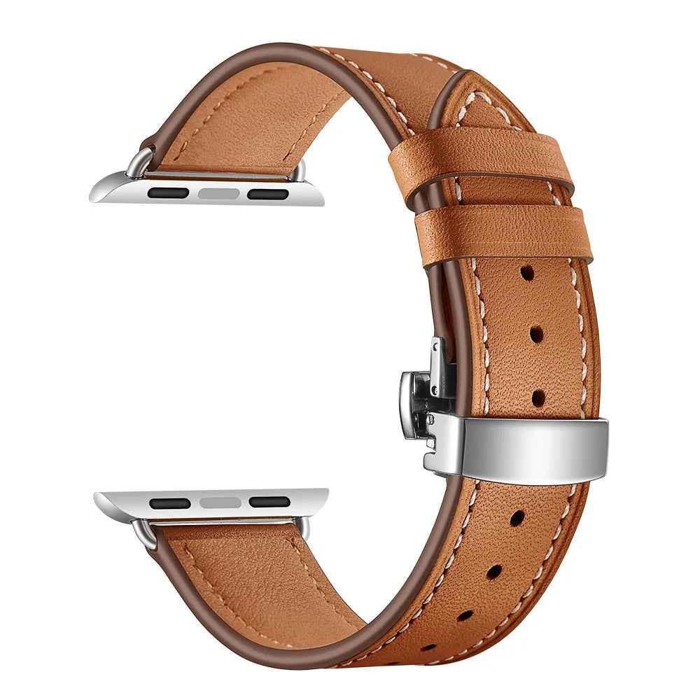 Classic Leather Band with Silver Clasp for Apple Watch
