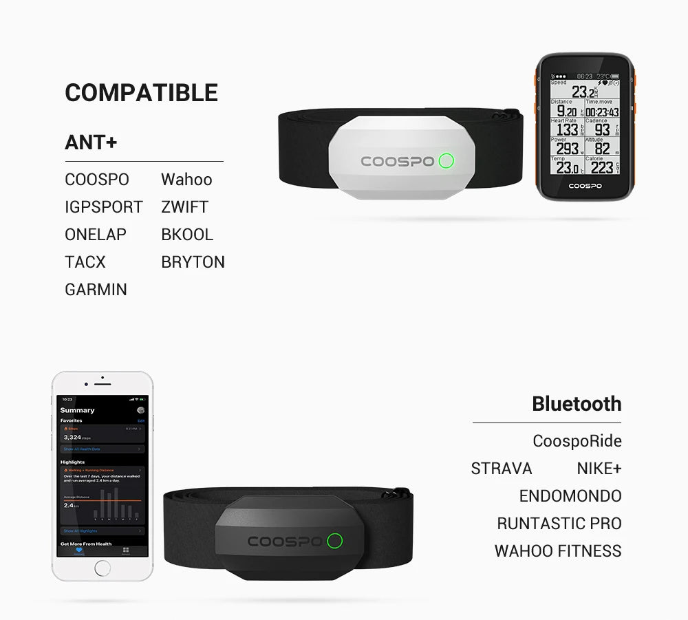 COOSPO H808S Heart Rate Monitor Armband and Chest Strap