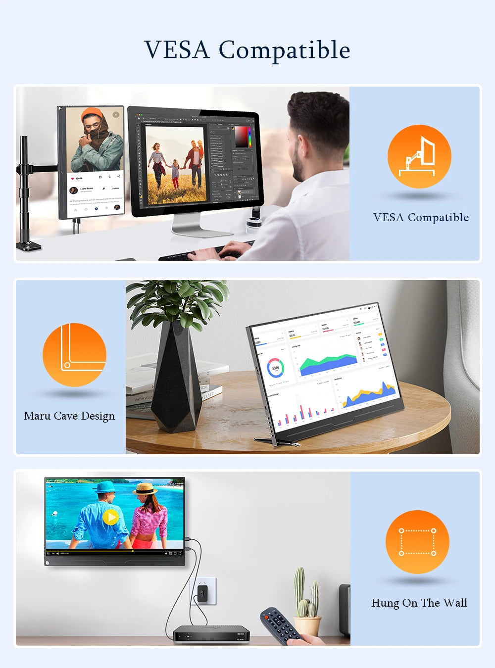 UPERFECT FHD 15.6" Portable Monitor with Integrated Stand
