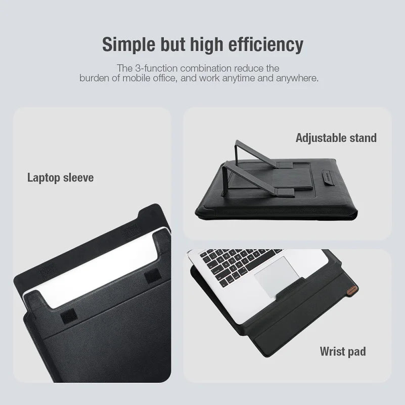 NILLKIN 3in1 Leather Notebook & Laptop Sleeve with Stand