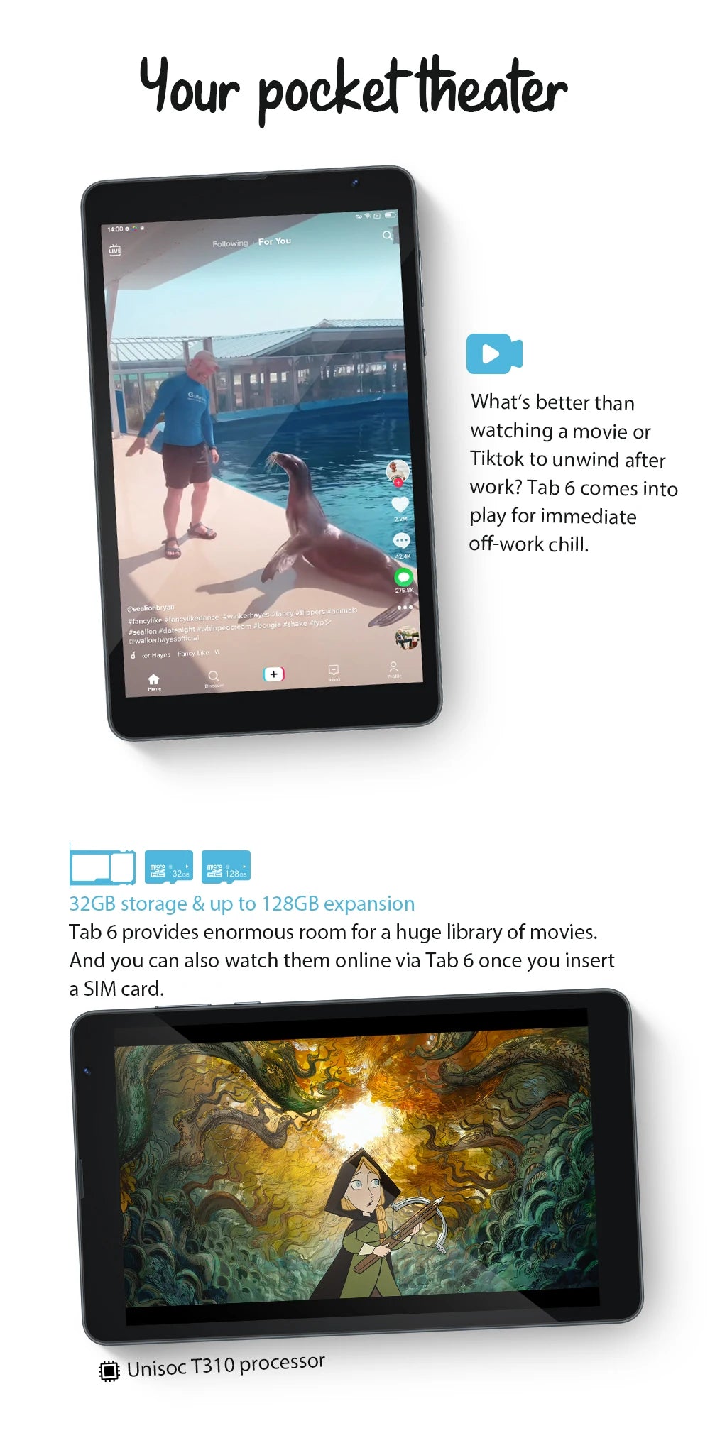 BLACKVIEW Tab 6 8" 4G Android Tablet - 32GB
