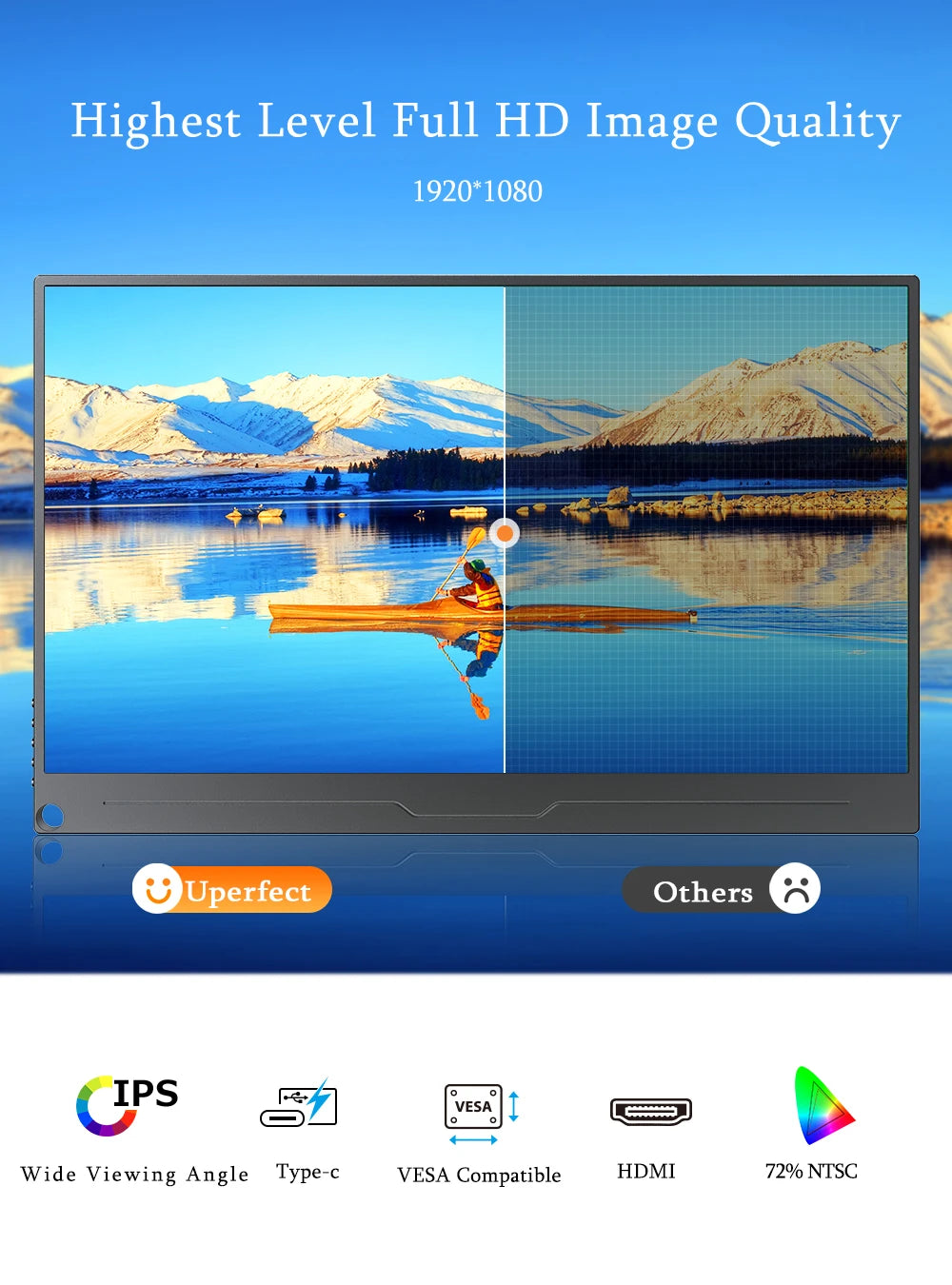 UPERFECT FHD 15.6" Portable Monitor with Integrated Stand
