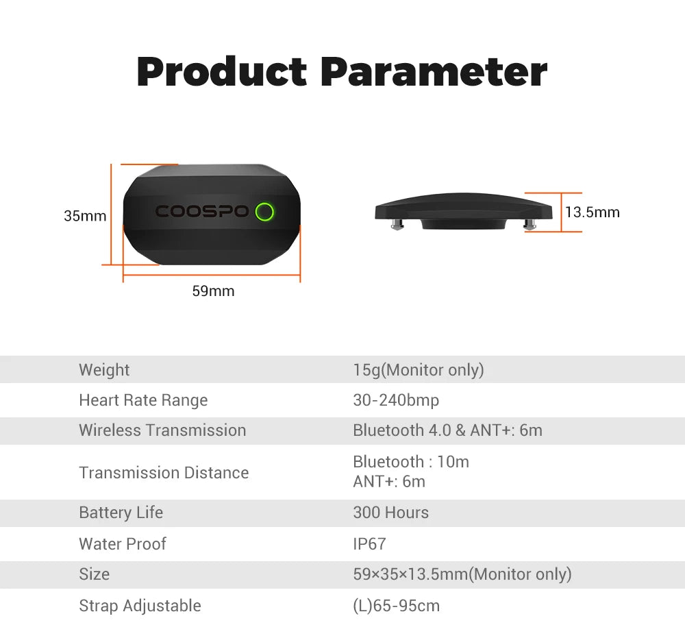 COOSPO H808S Heart Rate Monitor Armband and Chest Strap