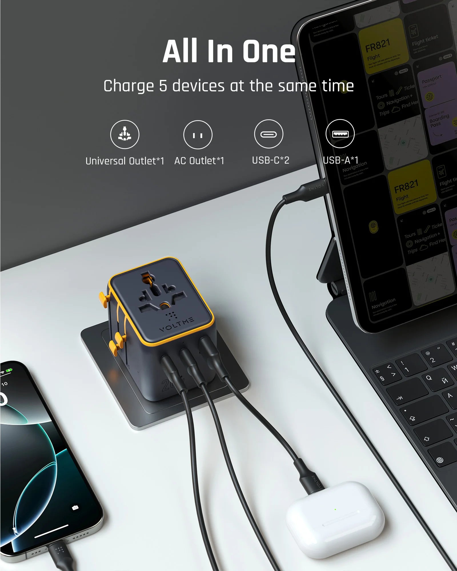 VOLTME Vito Go EzTravel 5in1 Universal Travel Adapter