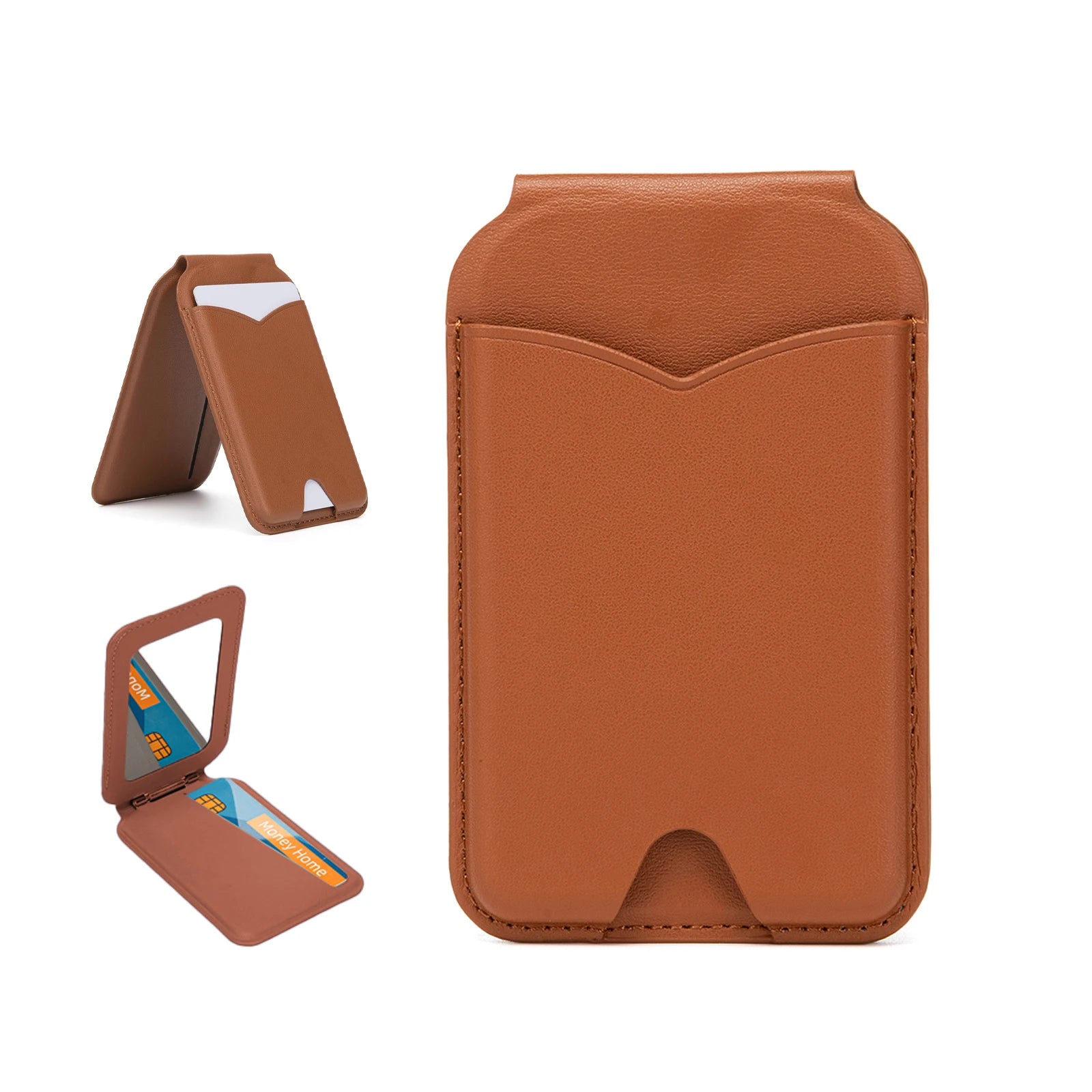 Leather MagSafe® Wallet Stand and Mirror for Apple iPhone